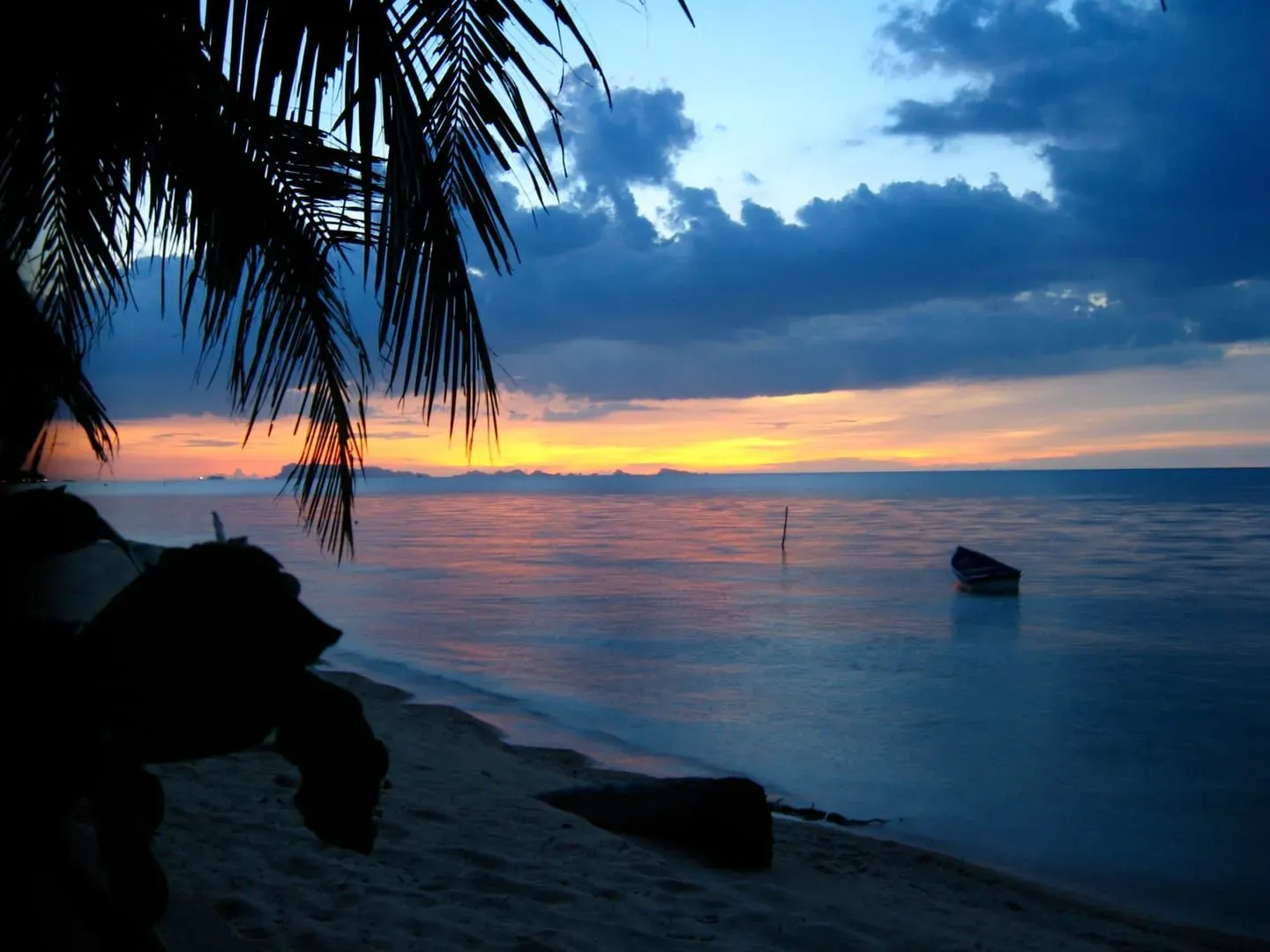 Evening light over Bang Po Beach on Koh Samui's north coast, below the hills