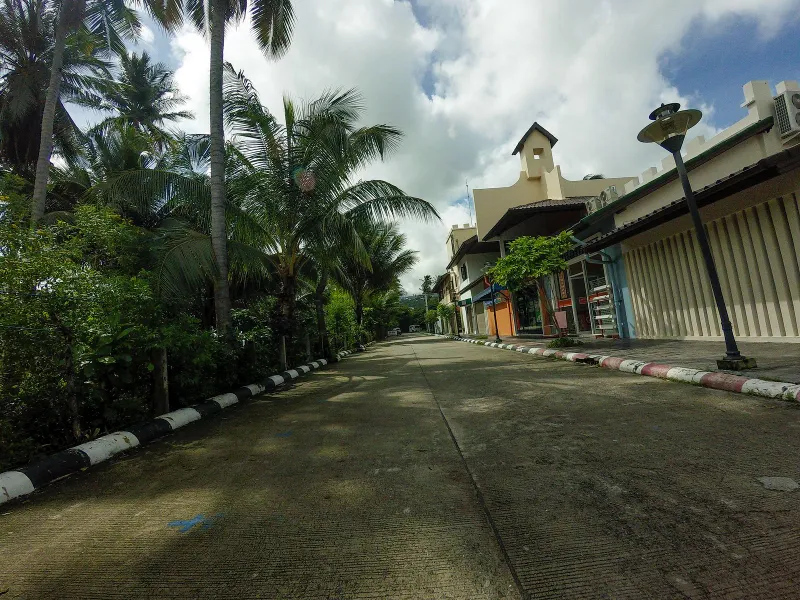 Whitewashed shophouse building near Fisherman's Village, Bophut, close to Chez Francois French restaurant, Koh Samui