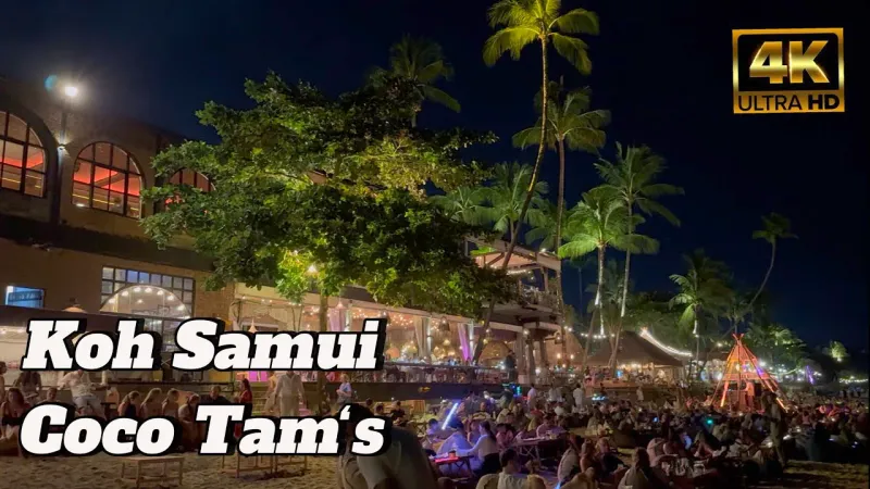 Coco Tam's fire show at night, as featured in a visitor's video of Koh Samui