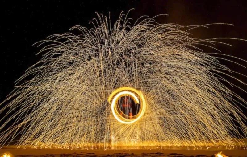 Coco Tam's fire show, as featured in a Samui travel article