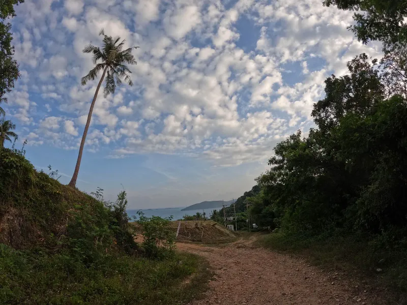 Hillside access track overlooking the sea near Conrad Koh Samui, Koh Samui southwest coast