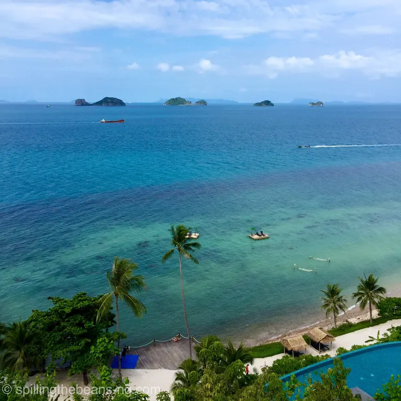 Aerial view of the Five Islands from Conrad Koh Samui's hillside on Taling Ngam