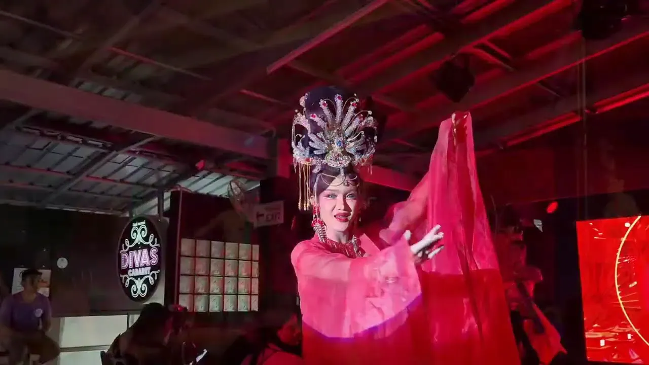 Divas Cabaret's stage in Chaweng, as featured in a video about the show