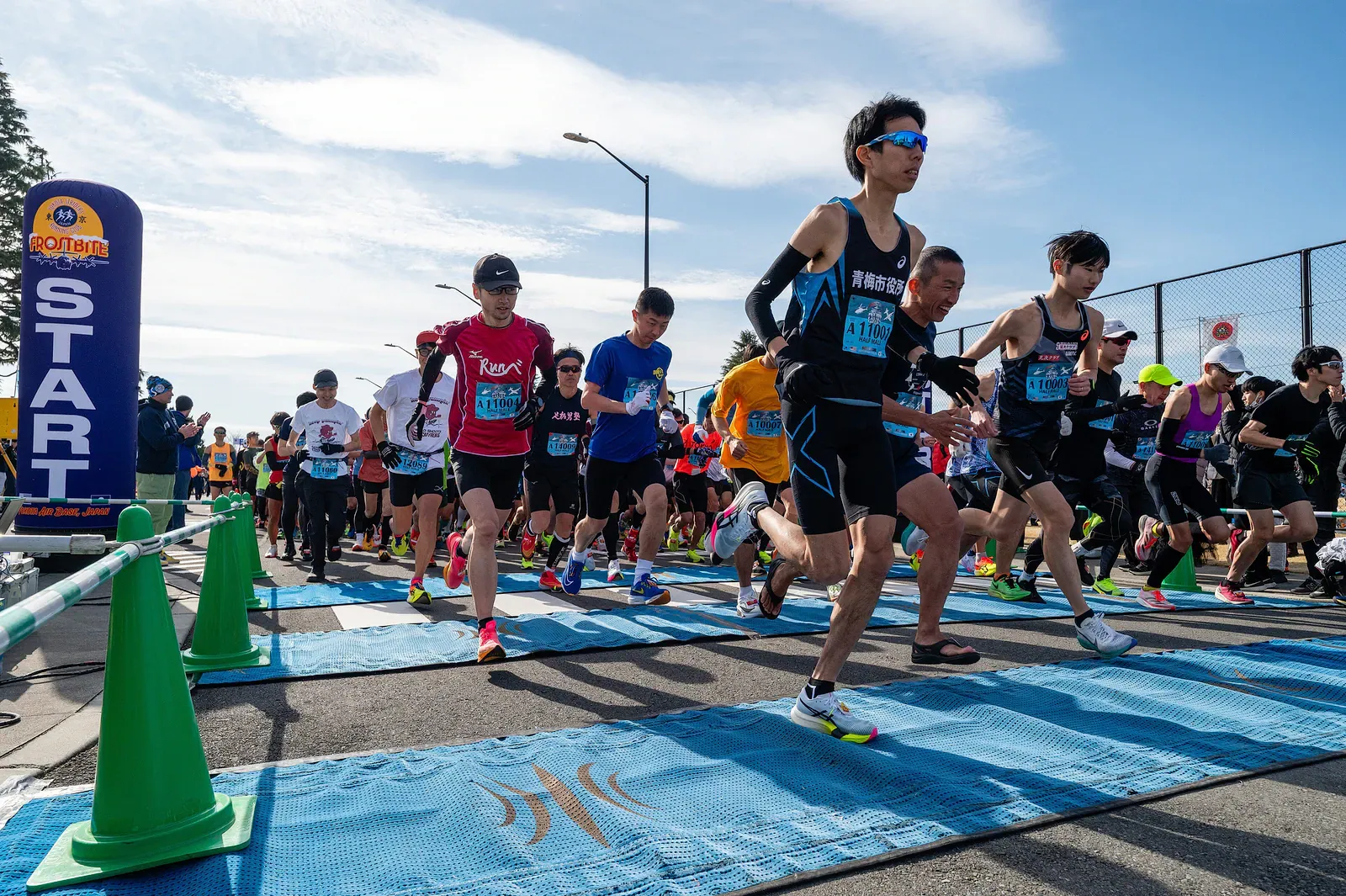 Runners at the start of a road race