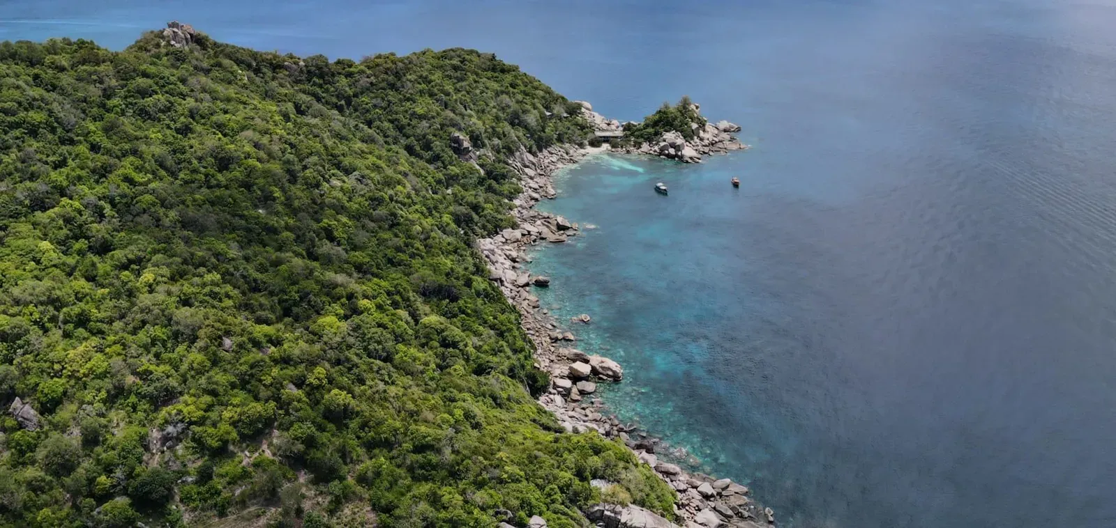 Clear water and reef around Koh Tao island, the Gulf of Thailand hub for coral nursery and restoration diving
