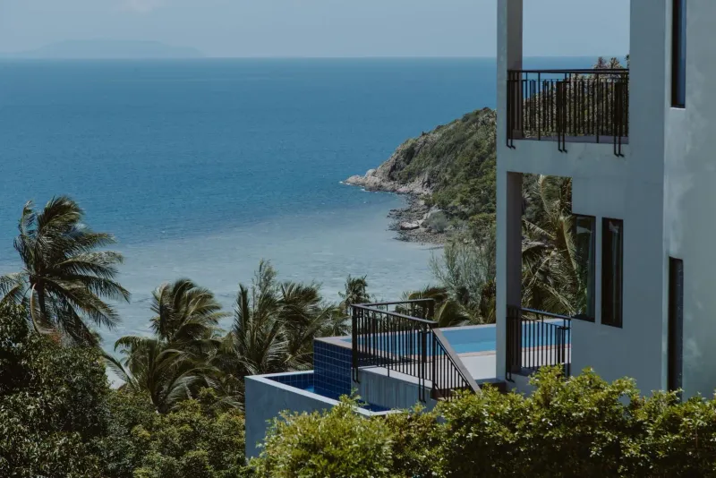 Ocean view balcony typical of a long-stay condo rental on Koh Samui