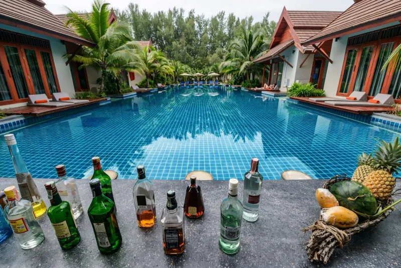 Poolside drinks and loungers at a small Koh Samui boutique hotel near Bophut