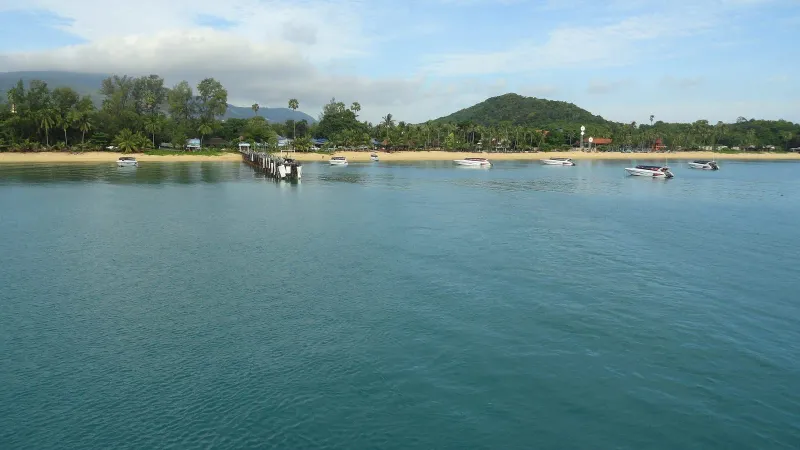 Ferry passengers travelling between Koh Samui piers and Koh Phangan aboard a catamaran