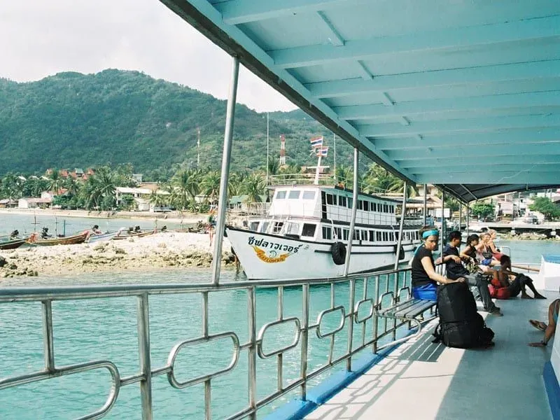 Passenger ferry boat similar to those serving Koh Samui piers moored at a Gulf of Thailand pier