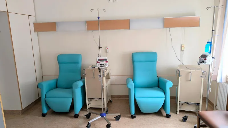 Modern hospital treatment room with infusion chairs at a private Koh Samui medical facility