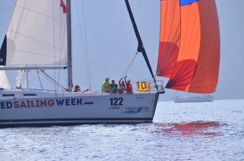 Sailing crew working a racing yacht's deck, typical of teams entered in the Koh Samui keelboat regatta
