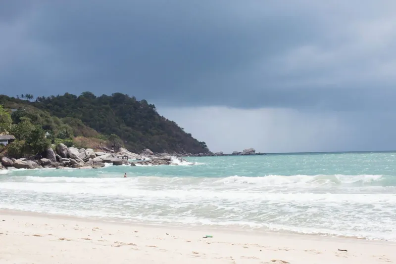 Dramatic clouds over a Gulf of Thailand coastline visible during a Koh Phangan day trip