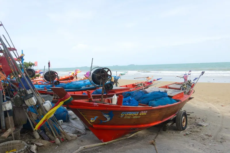 Wooden fishing boats moored near Nathon on Koh Samui's west coast