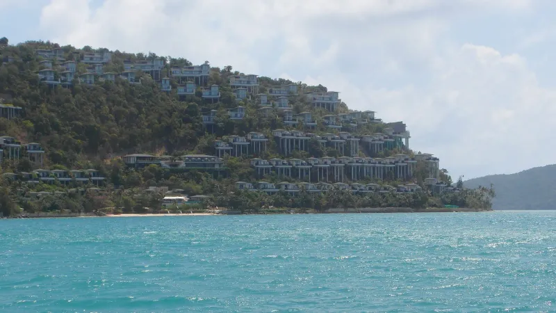 A terraced hillside resort above the sea on Koh Samui's southwest headland, near Taling Ngam