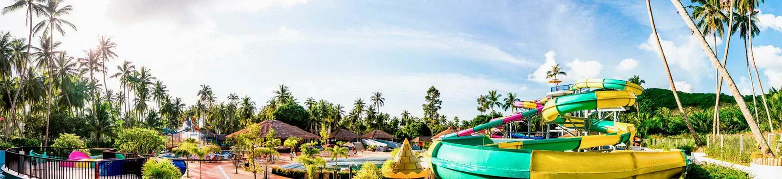 Samui Water Park's slide tower and pools, listed on a Koh Samui water parks comparison site