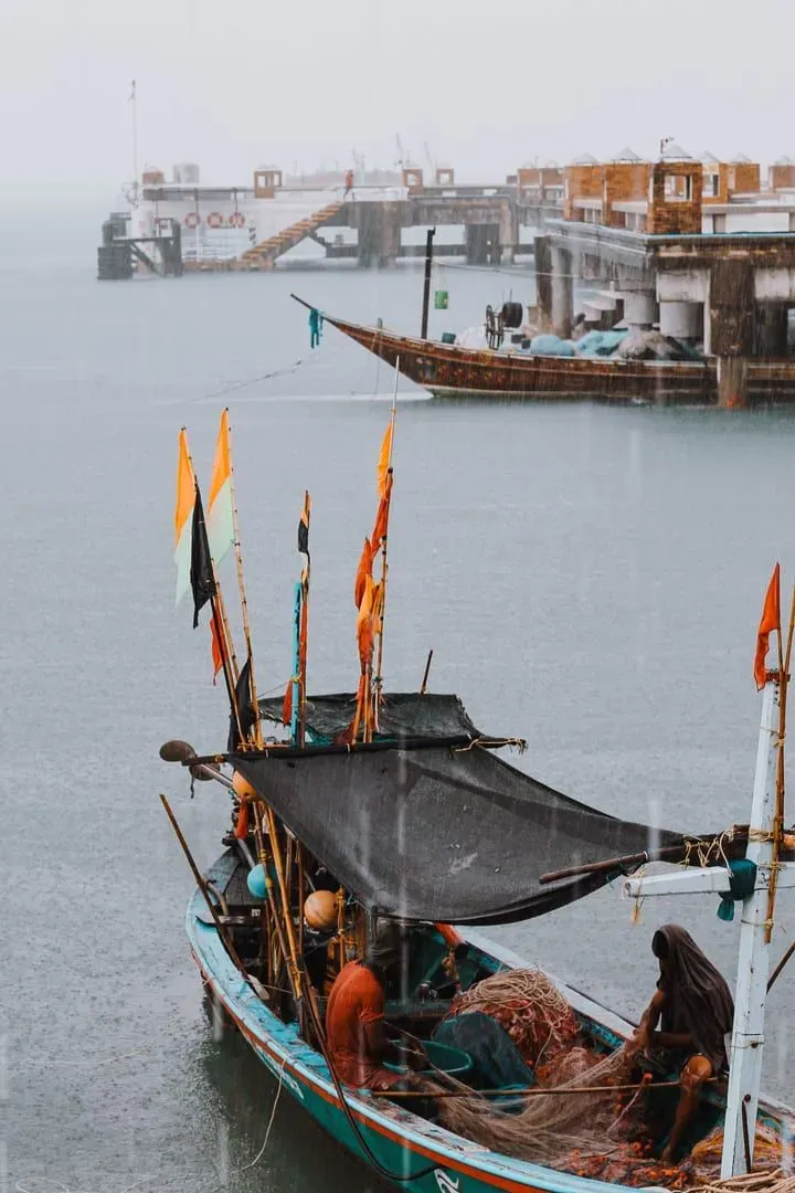 Fishing boat in Surat Thani harbor near the piers used for the Koh Samui crossing