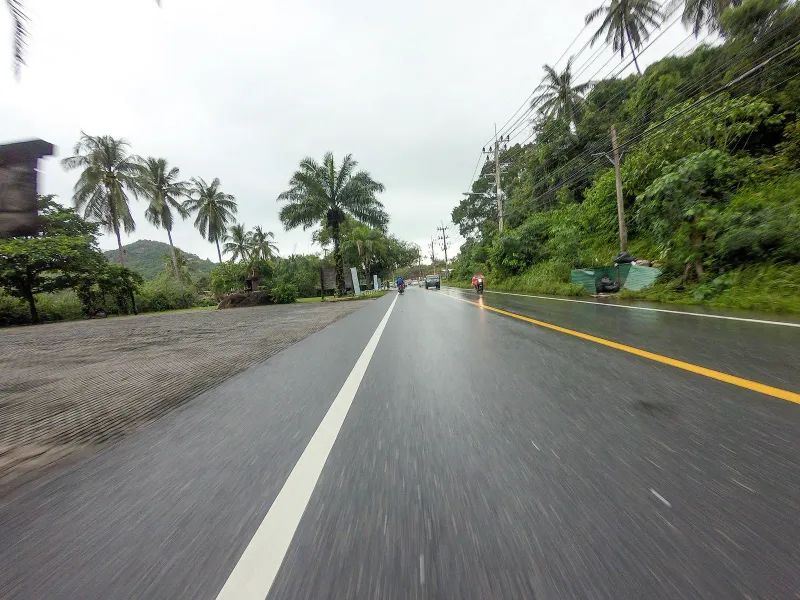 Headland road climbing through jungle near The Cliff Bar & Grill, Koh Samui southeast coast