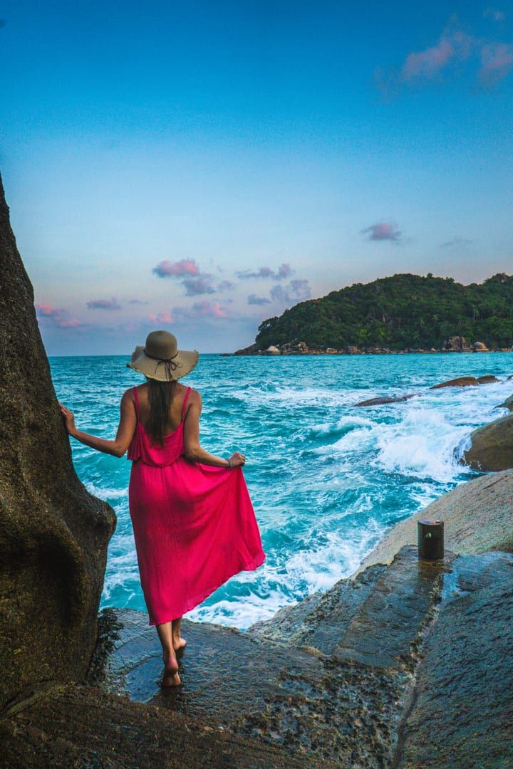 Visitor enjoying the scenic coastline view near Coral Cove on Koh Samui's east coast