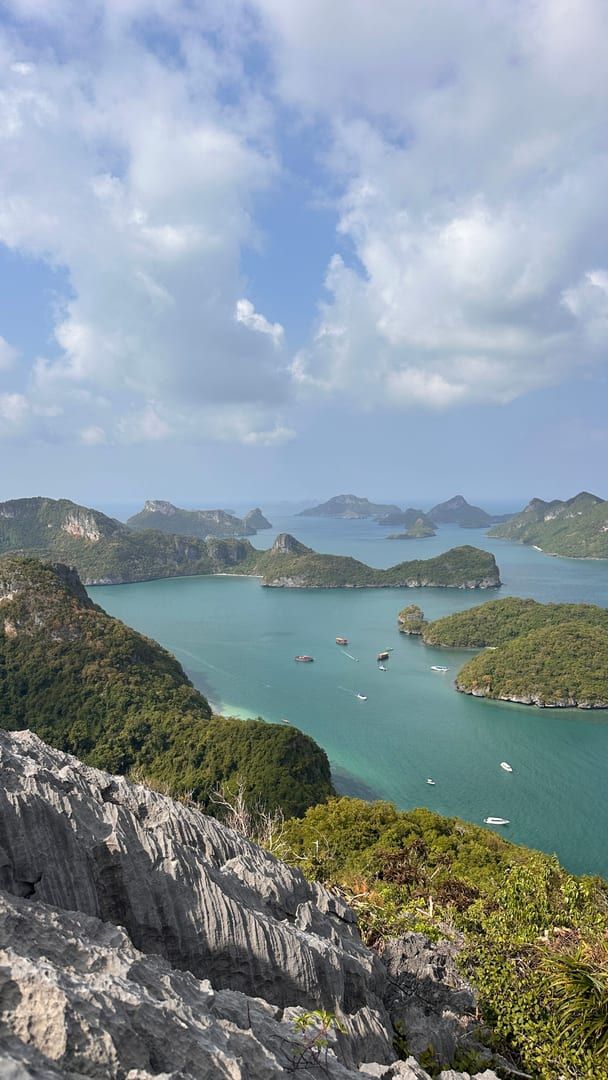 Cloudy sky over the limestone islands of Ang Thong Marine Park on a Koh Samui day trip