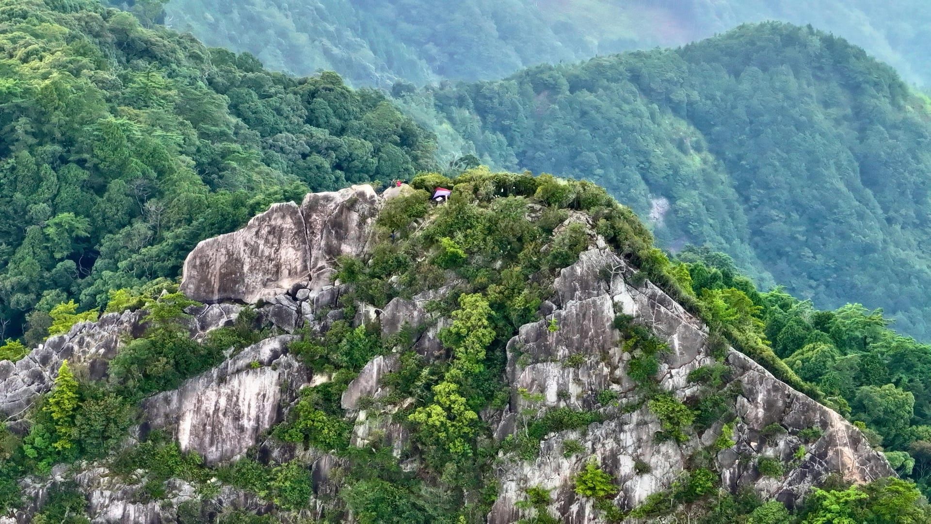 Lush mountain view with dense greenery from above on Khao Pom summit Koh Samui