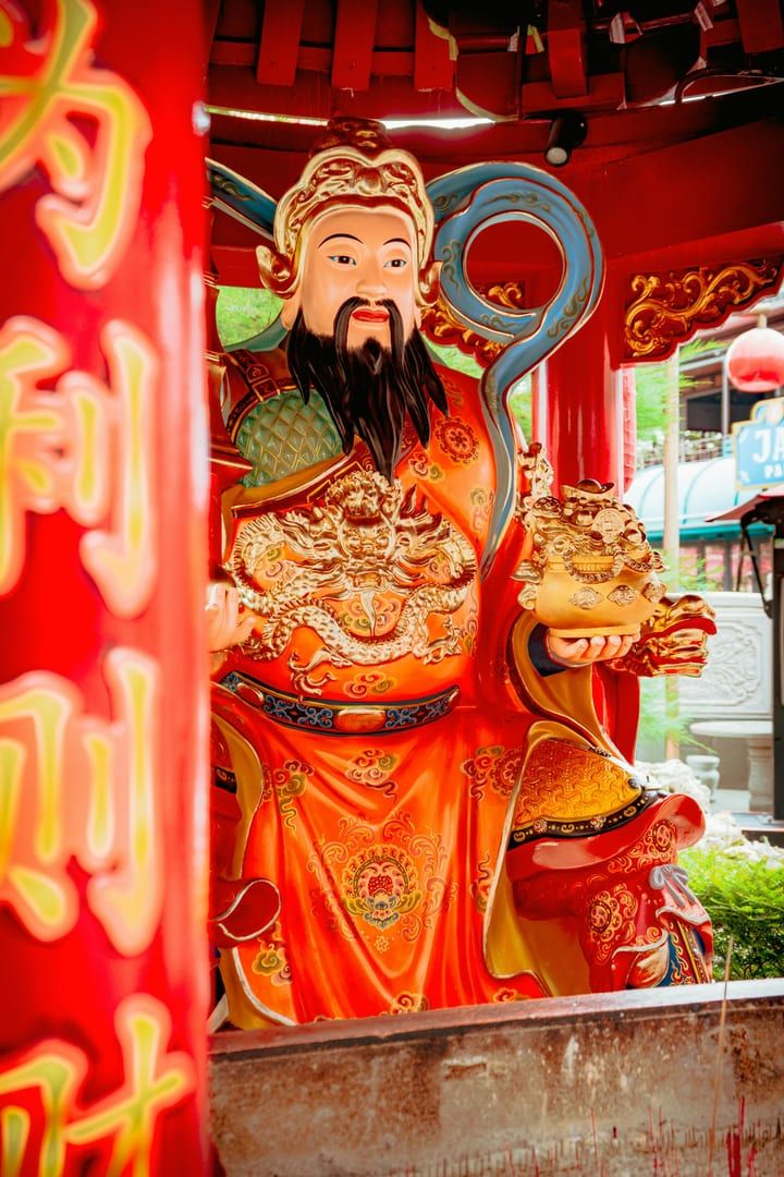 Interior of the shrine with murals and altars