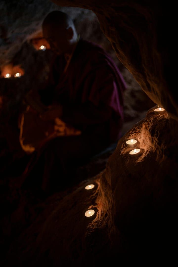 Interior detail of the granite meditation cave
