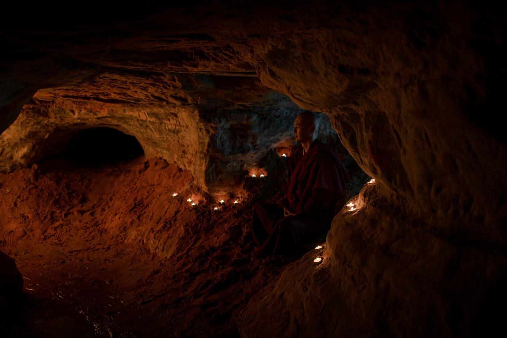 Tropical landscaping around the cave sanctuary