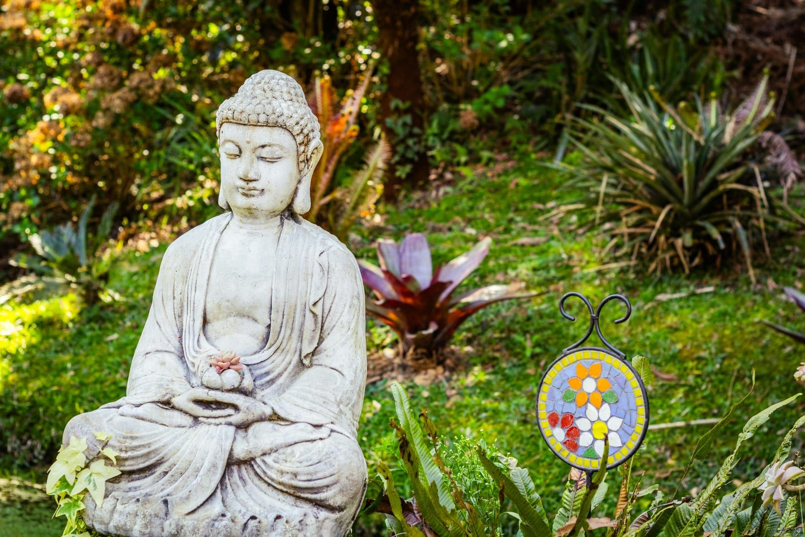 Freshwater stream and stone bridges at Tarnim Magic Garden Samui