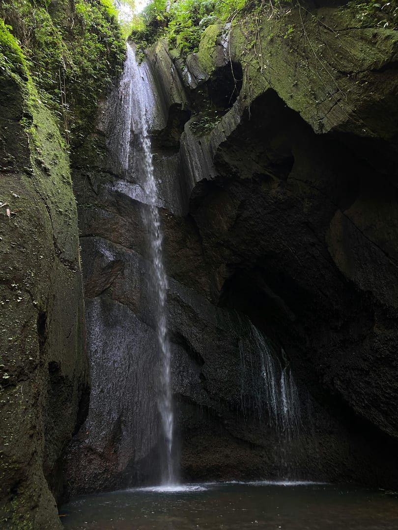Deep pool at the base of the main waterfall tier
