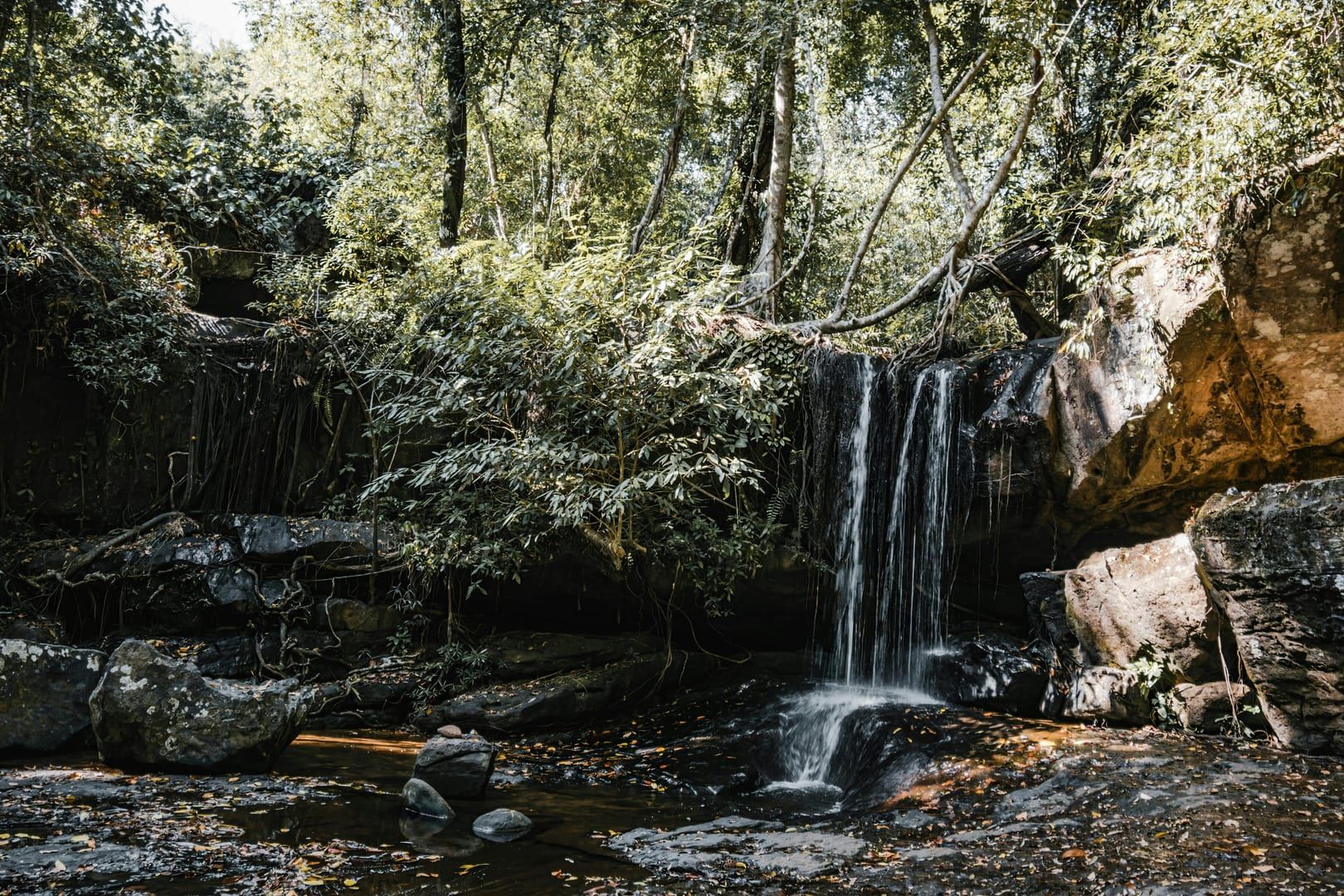 Secluded jungle rapids at Lat Wanon Waterfall Koh Samui